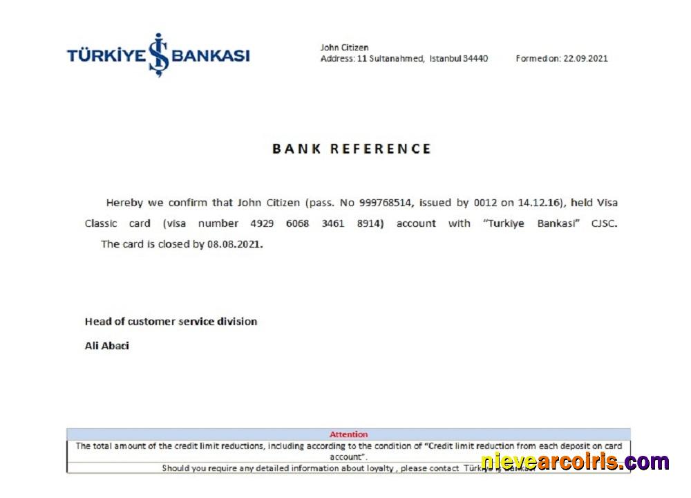 Turkey Is Bankasi closure reference